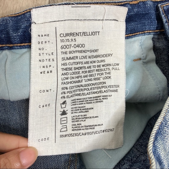 Current Elliot Embroidered Denim Cut Off Shorts Size 27 - Picture 8 of 12